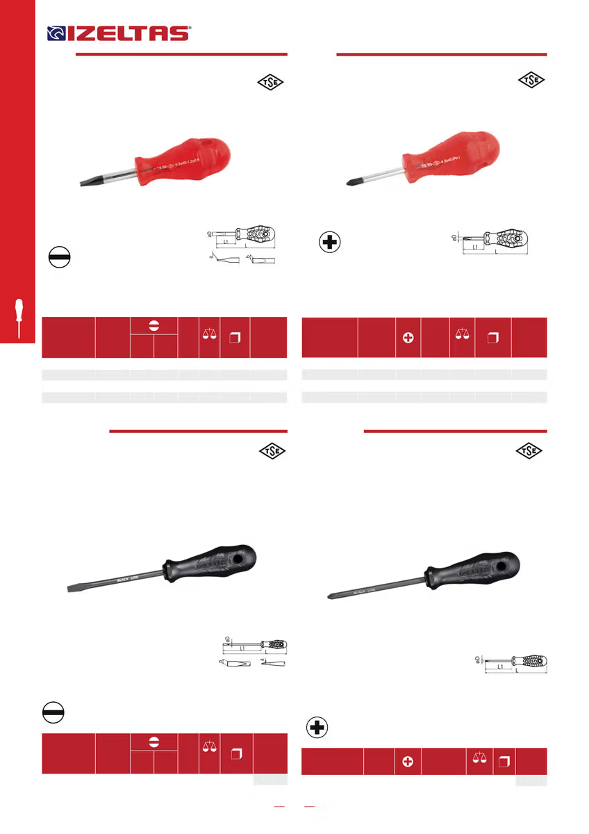 İzeltaş Kraft Seri Düz Uçlu Topaç Tornavida 5.5x40mm