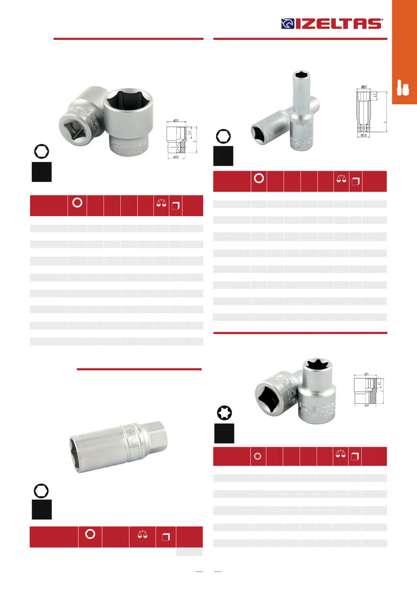 İzeltaş 3/8" Star (Torx) Lokma Anahtar E7