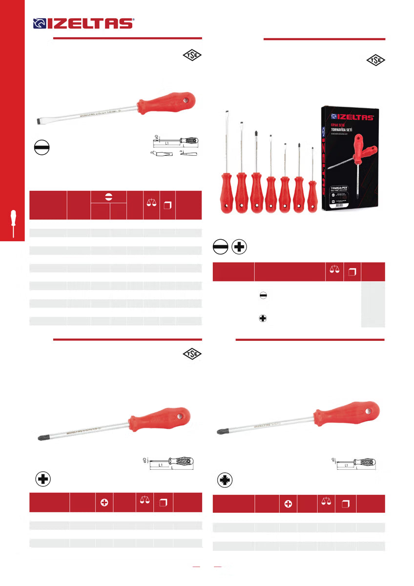 İzeltaş Opak Seri Düz Uçlu Tornavida 4x80mm