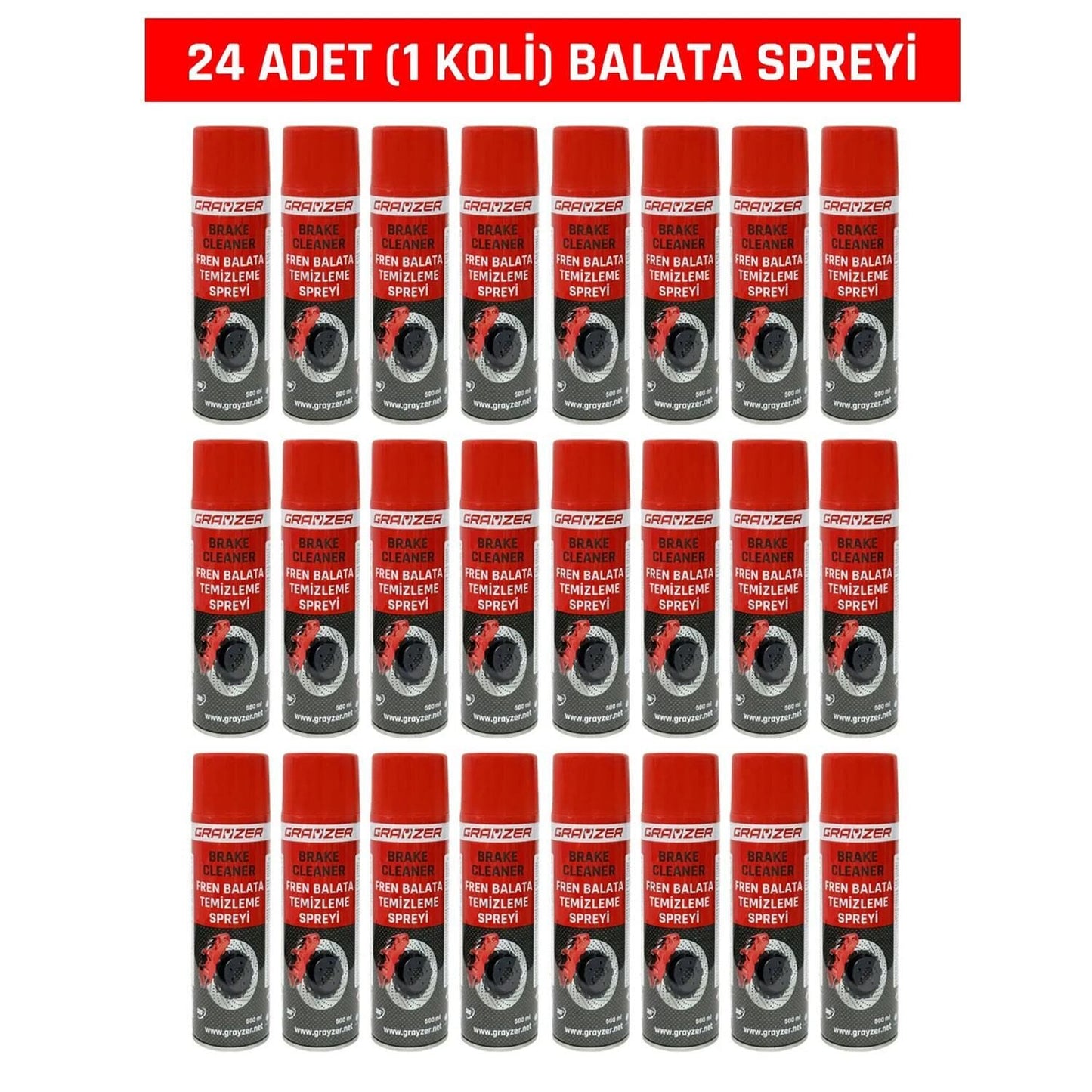Grayzer Fren Balata Temizleme Spreyi 500 ML (1 Koli 24 Adet)